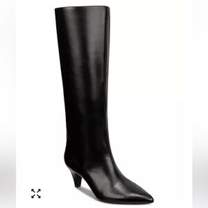 Alfani Black Leather Knee-High Pointed-Toe Boots